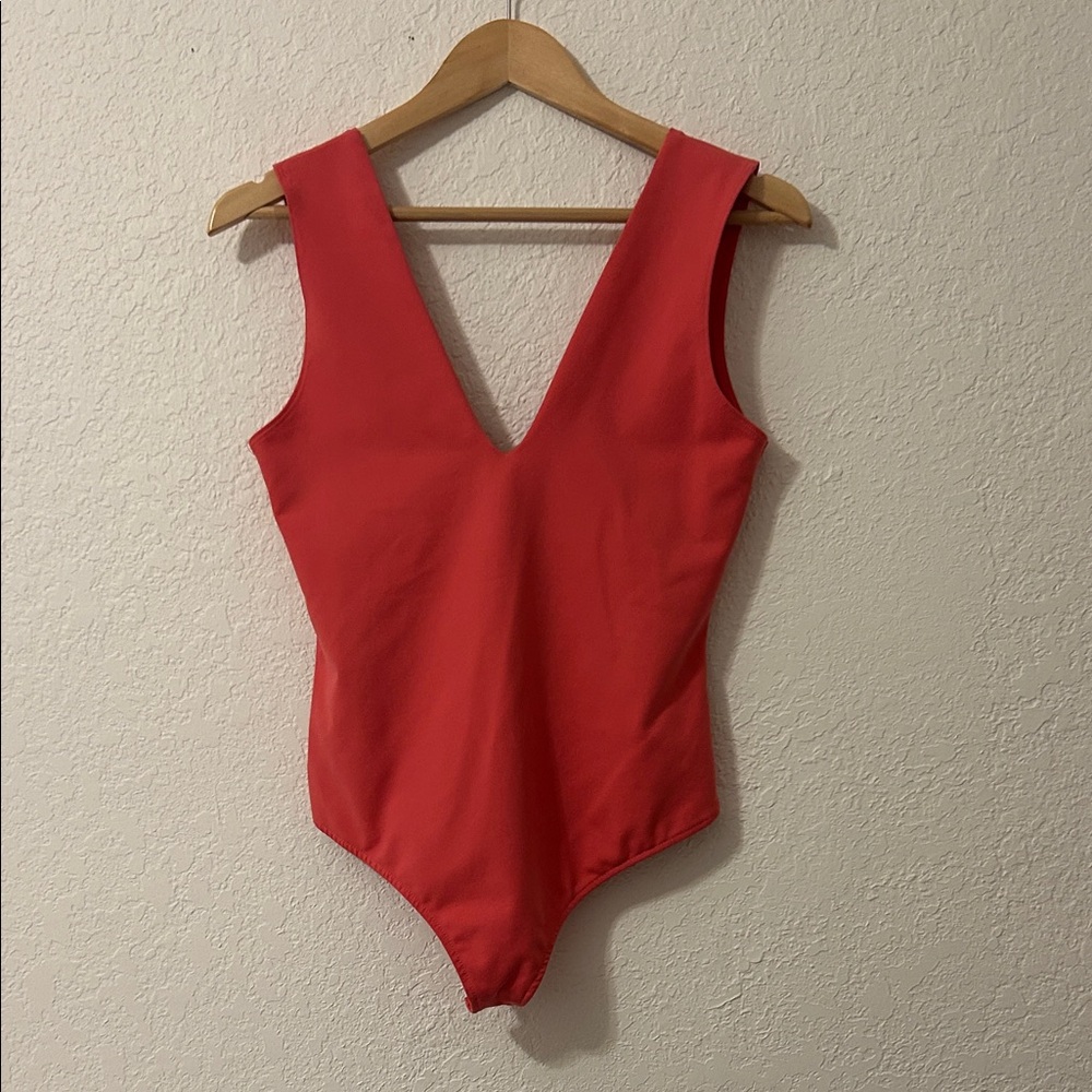 Free People Coral Pink Keep it Sleek Bodysuit Medium